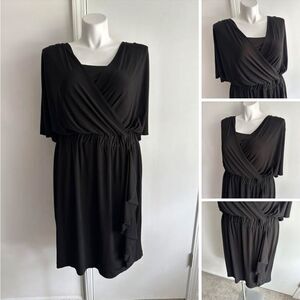 NWOT Donna Ricco Black Jersey Draped Dress, Size 18W